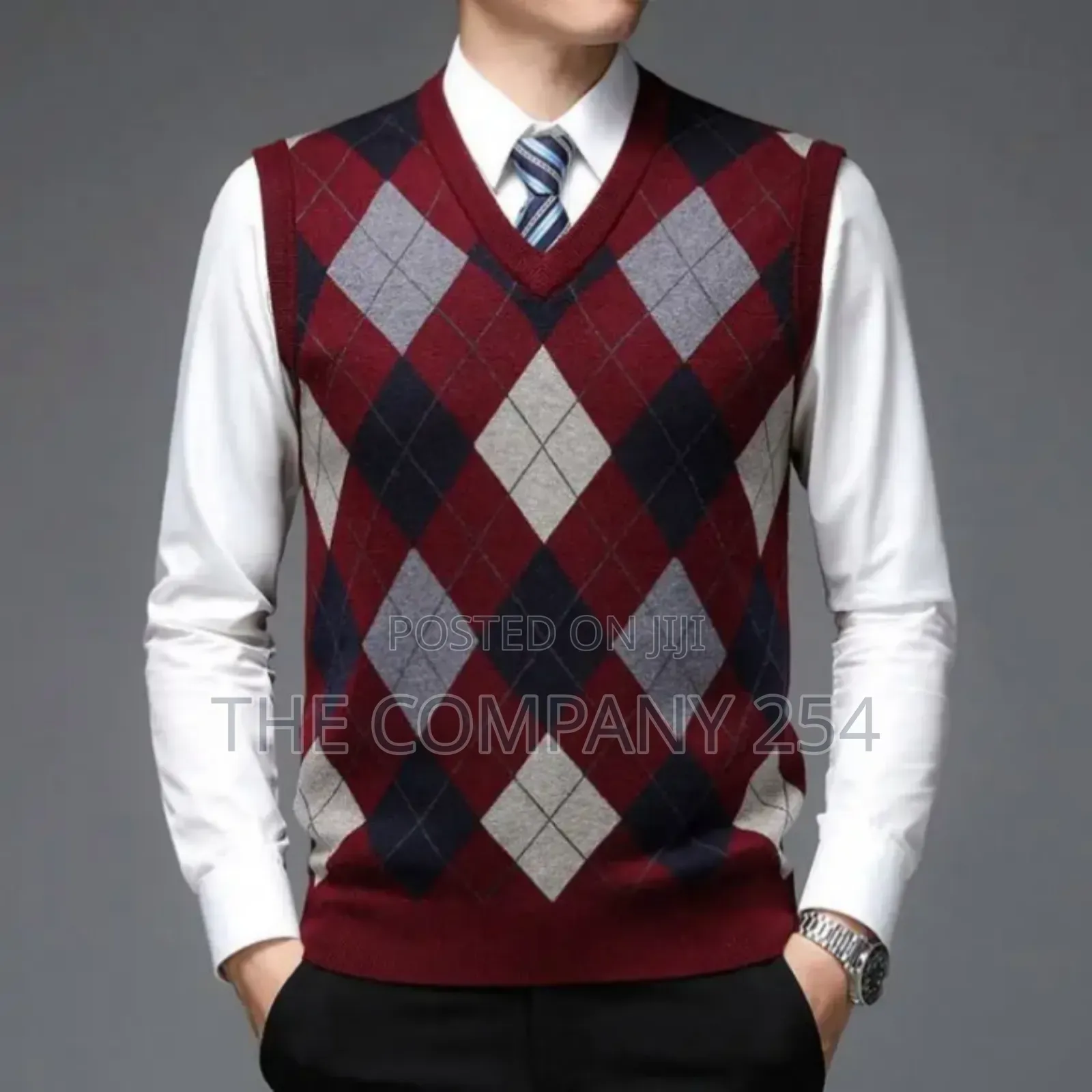 Sweater Vest Men's Pullover Checkered Slim-Fit Casual Wear