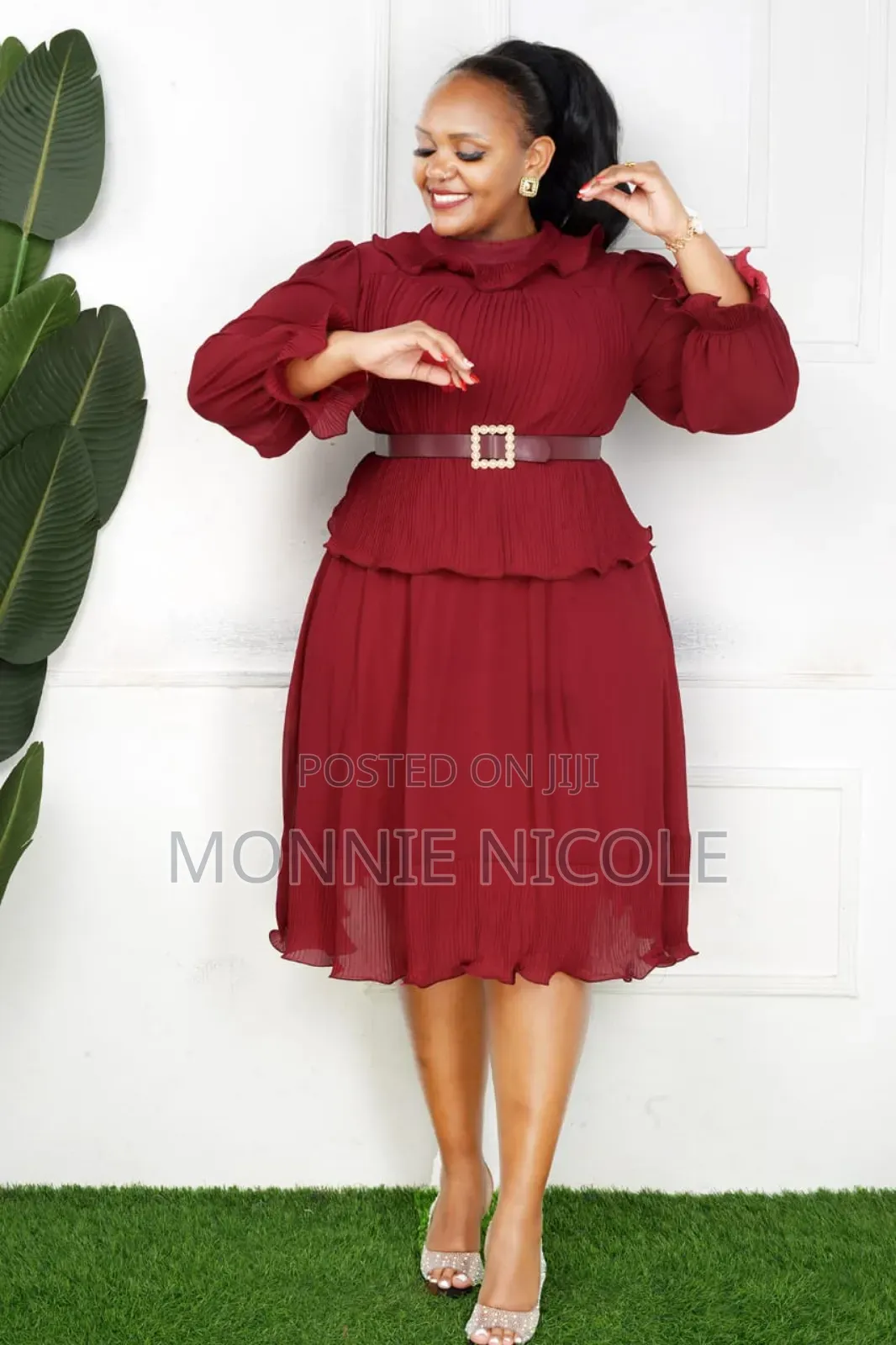 Maroon Skater Classy Dress