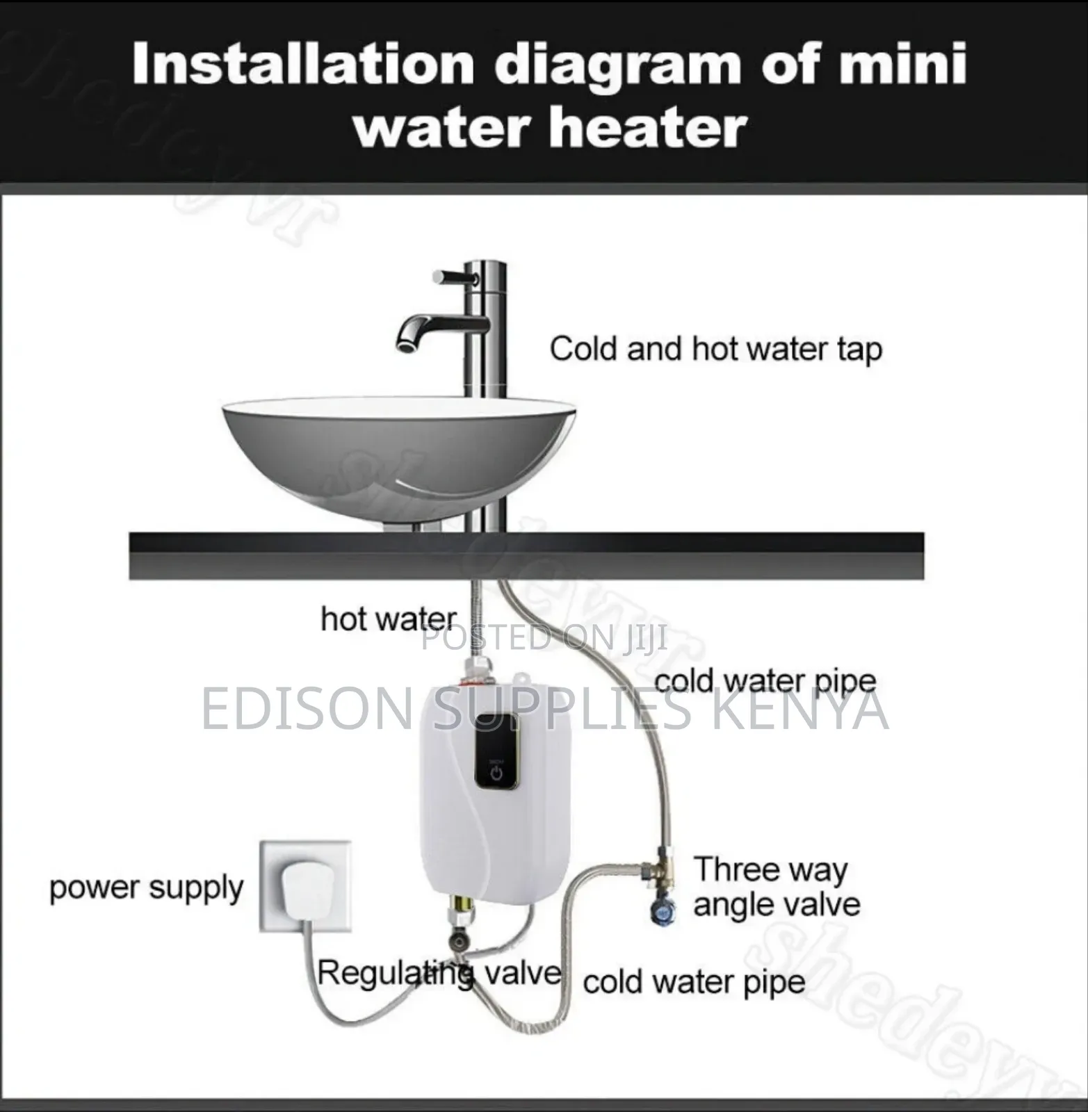 Instant Undersink Water Heater Tap Top Plug for Bathtub Salon Kitchen