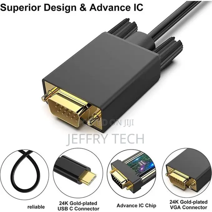 Usb Type-C Male to Vga Male Cable 1.8 M