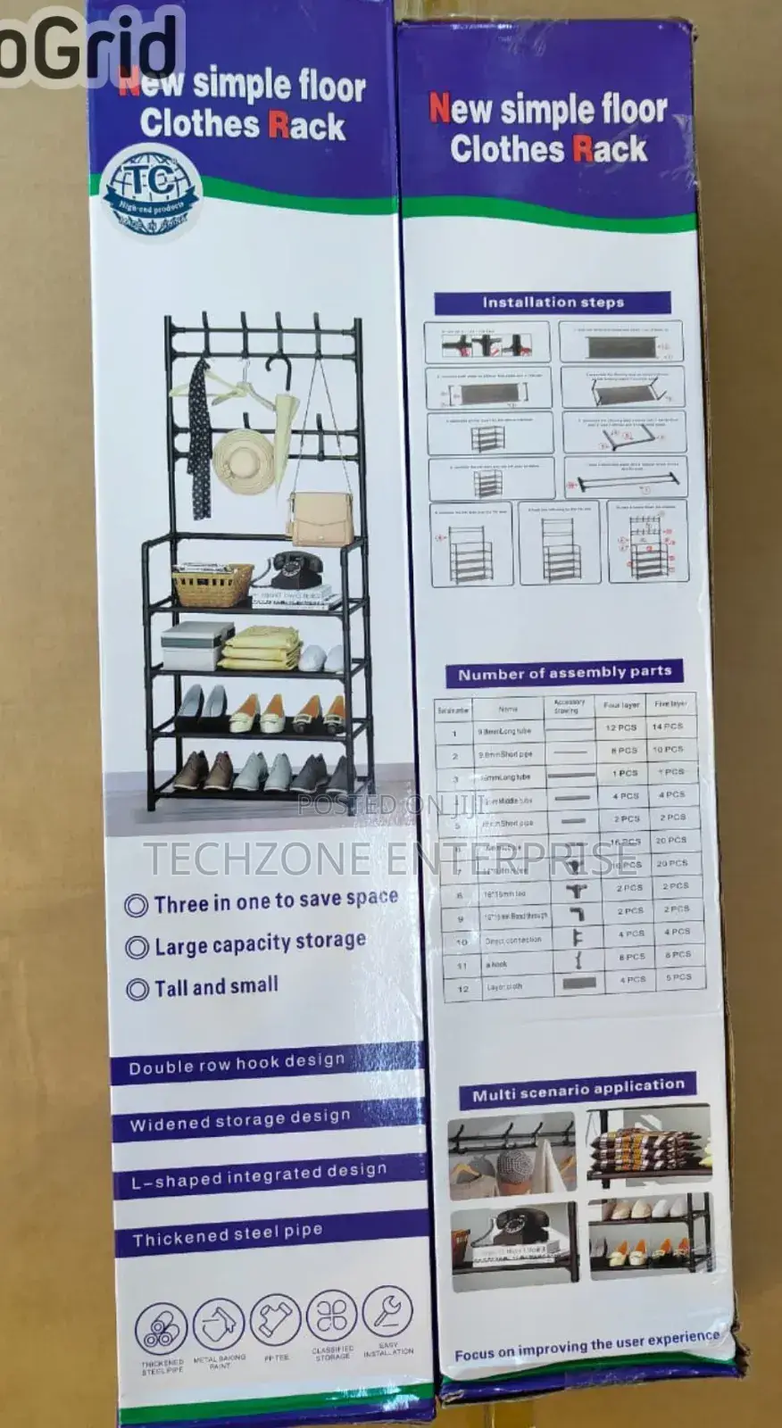 Nunix Yh6605-80-S Multifunctional Cloth and 5 Tier Shoe Rack