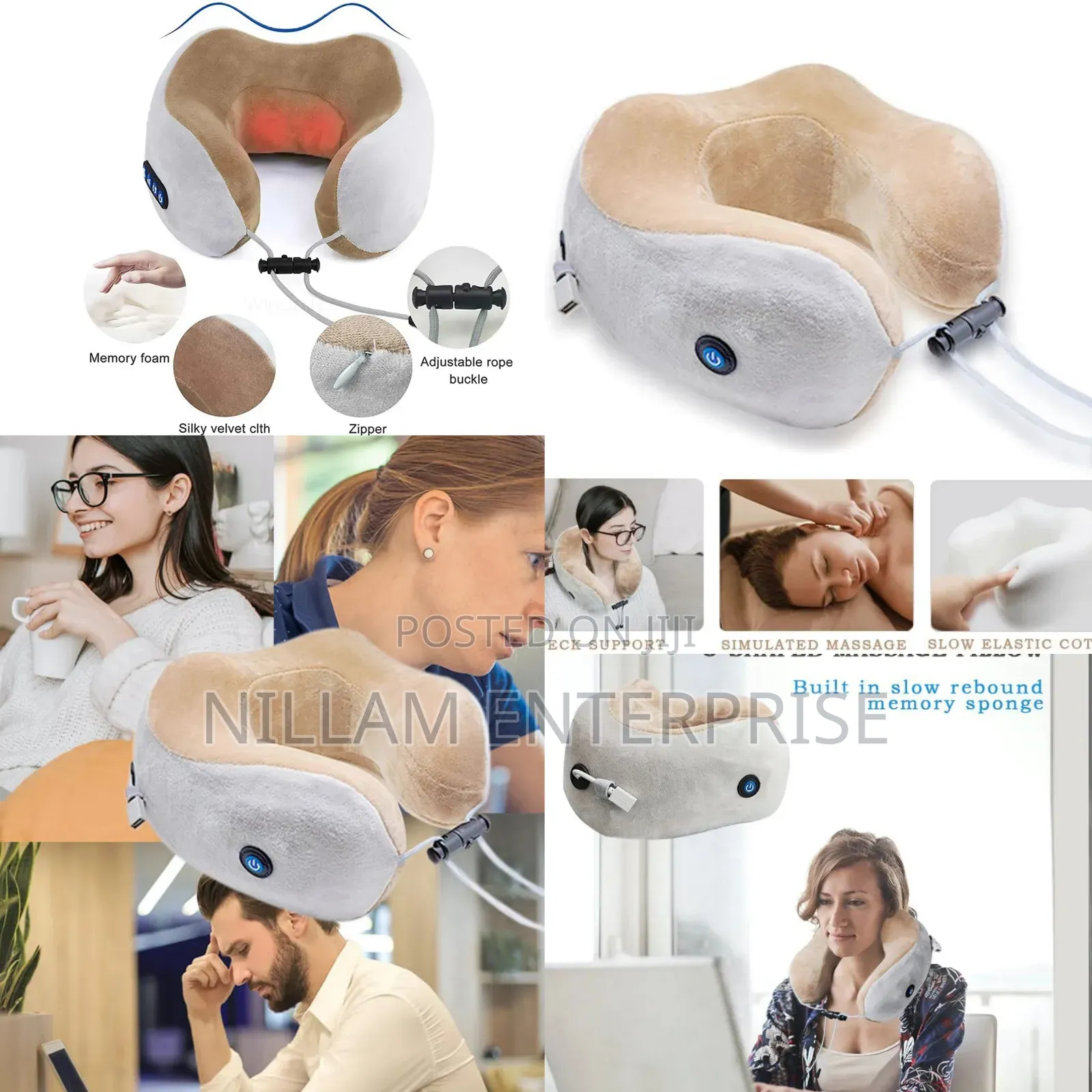 Portable Cervical Vertebra U-Shape Neck Pillow Massager