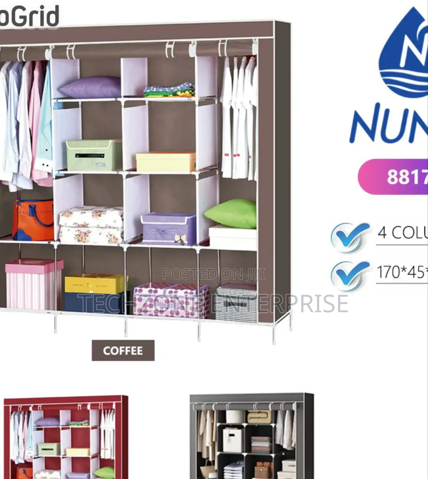 Nunix 88170 4-Column Multifunctional Metallic Wardrobes