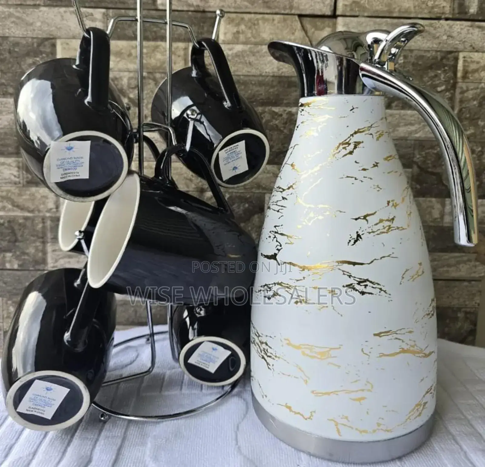*❇Luxurious  Tea Set Combo*Marble Flask And Blackcups*