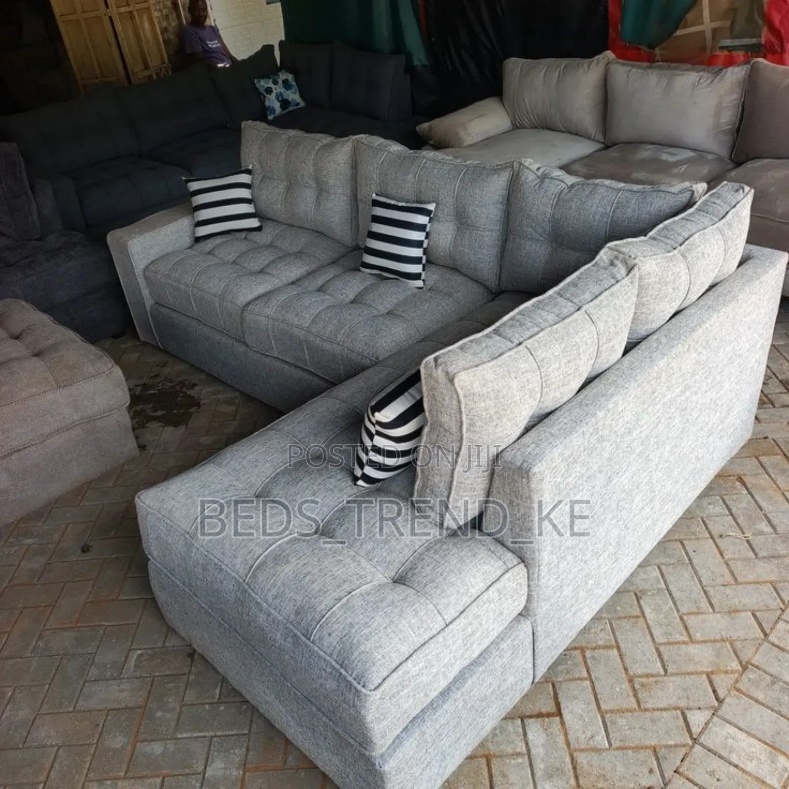 L Seat Sofas Light Grey 6 Seater