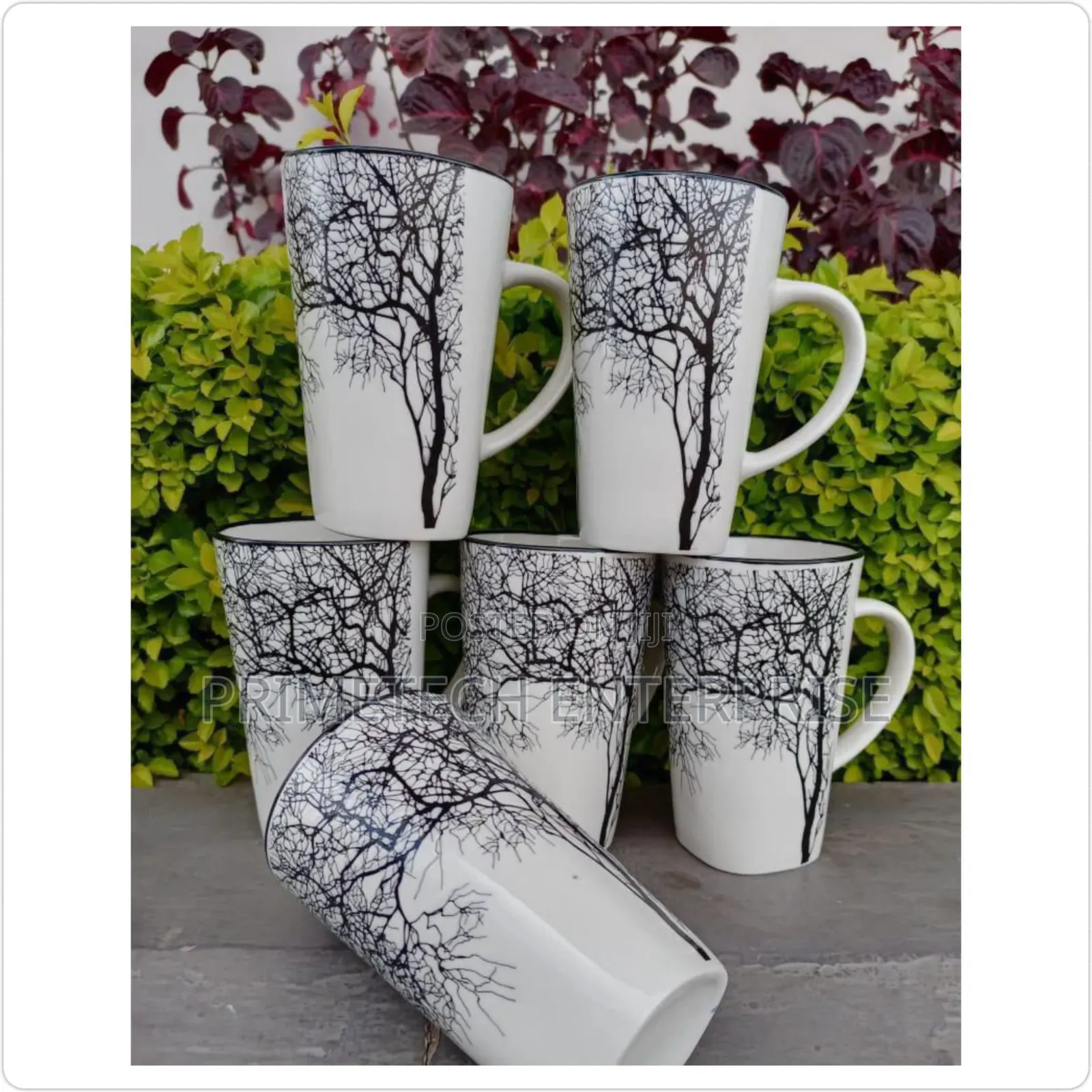 Set of 6pcs White Tree Mugs