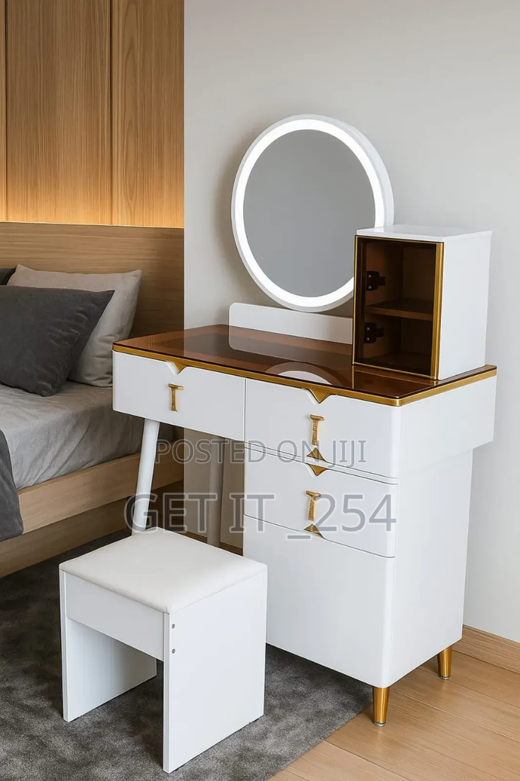Retractable Dressing Table With Led Light H135cm W80cm D40cm