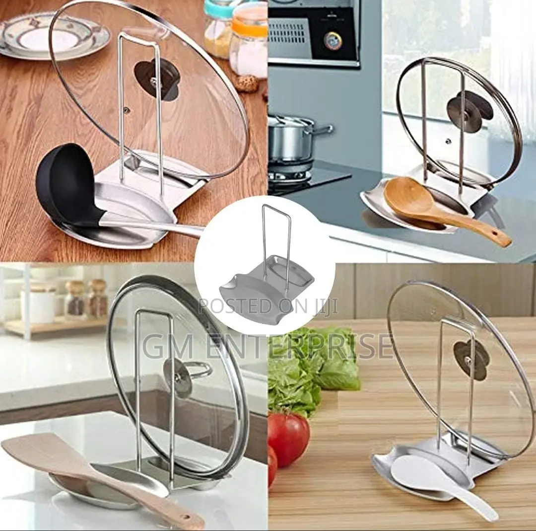 Stainless Steel Serving Spoon and Pot Lid Rest (Pot Rack