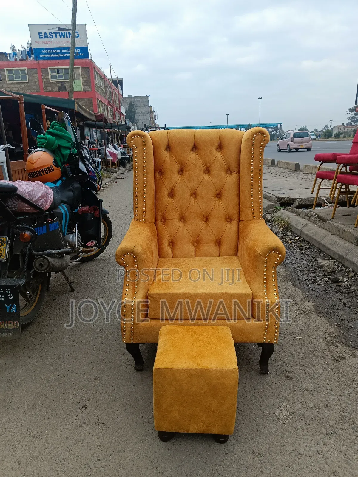 Mustard Yellow Pedicure Seat and a Pouf