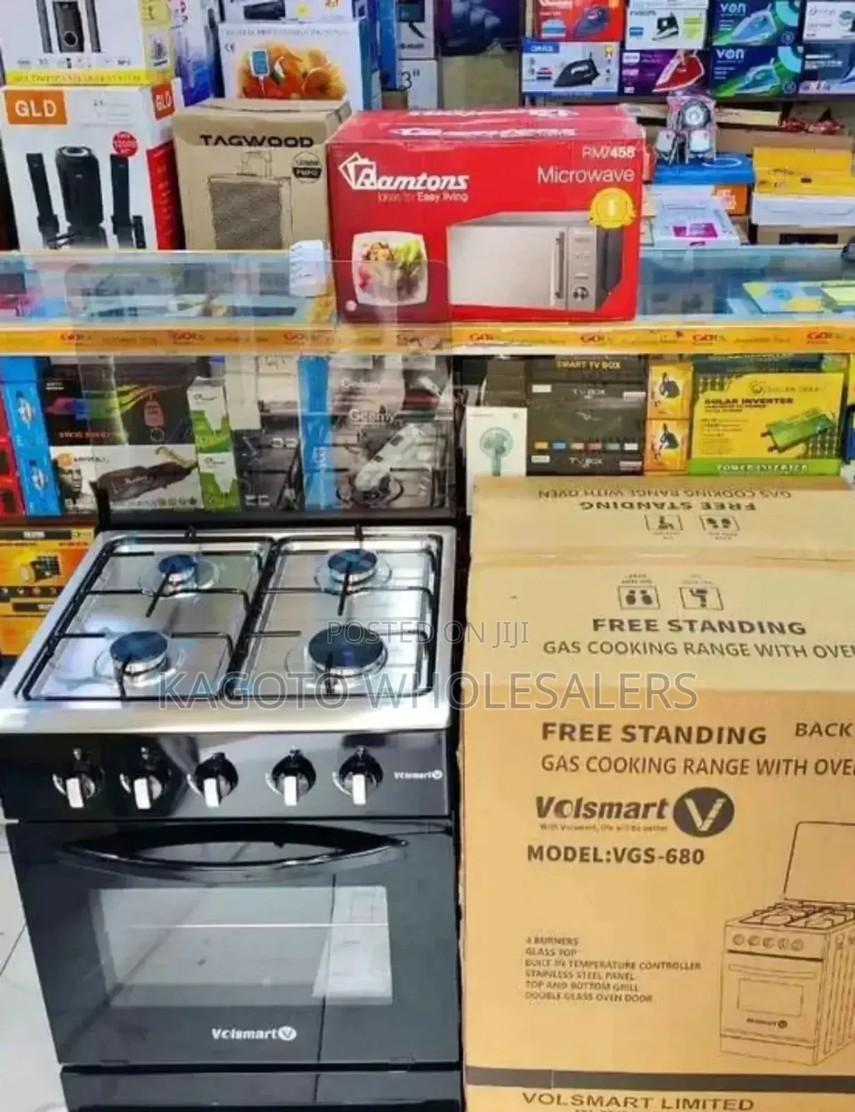 Volsmart 60cmby60cm 3+1 Standing Gas Cooker VGS/Black