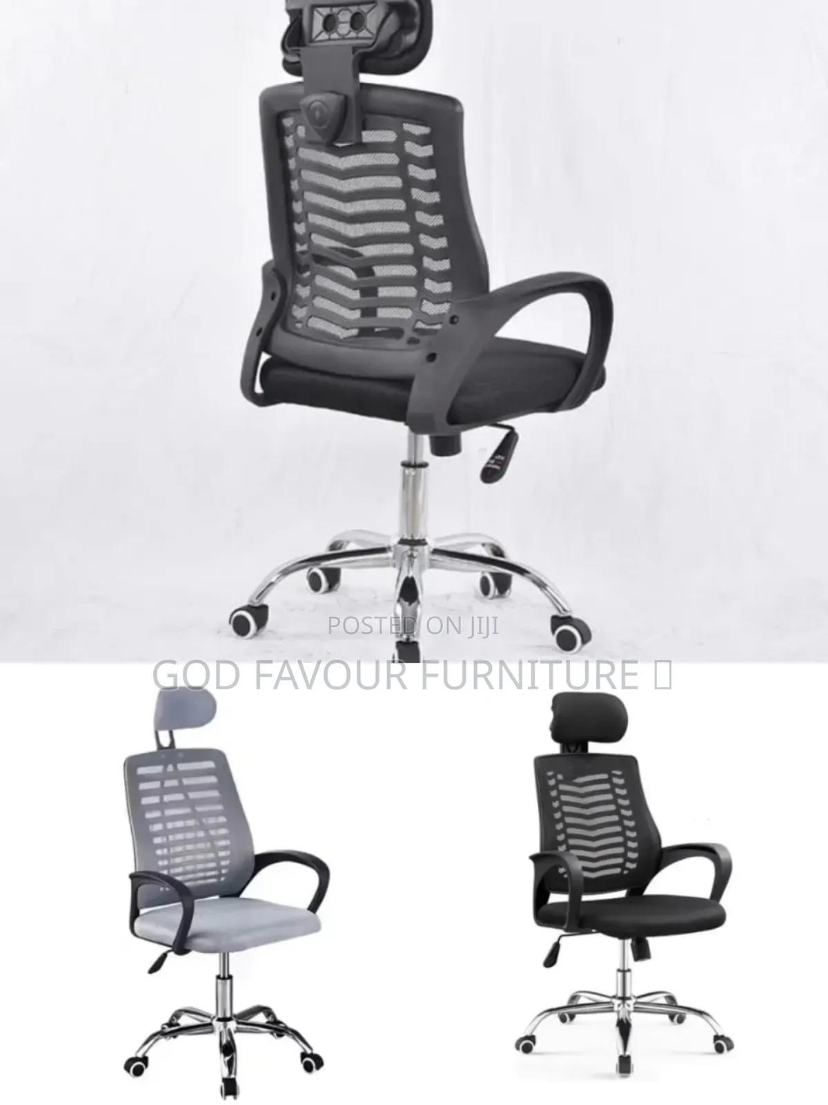 Adjustable Headrest Office Chair With Armrests Black Gi9j