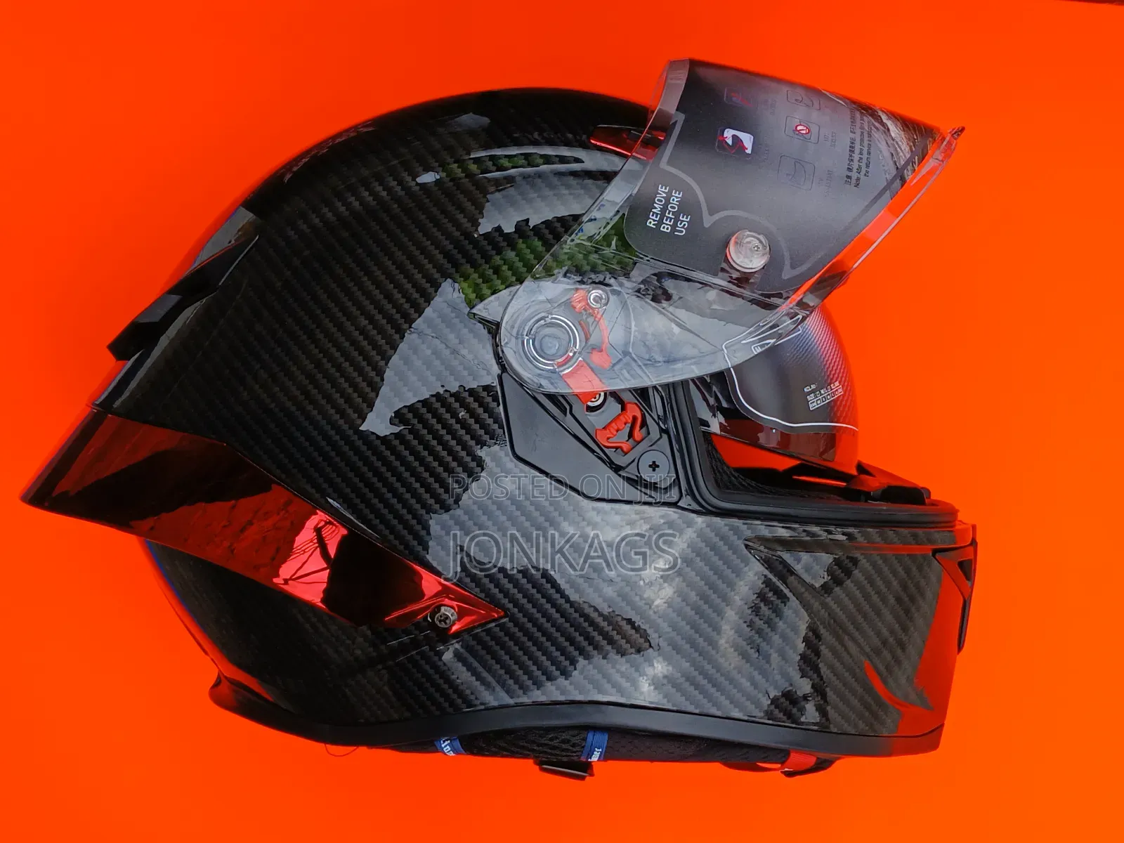 Full Face Motorcycle Helmet With Fibre Pattern