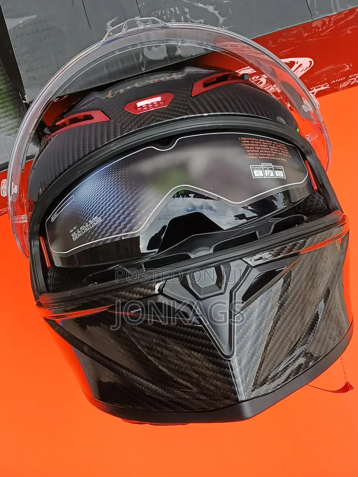Full Face Motorcycle Helmet With Fibre Pattern