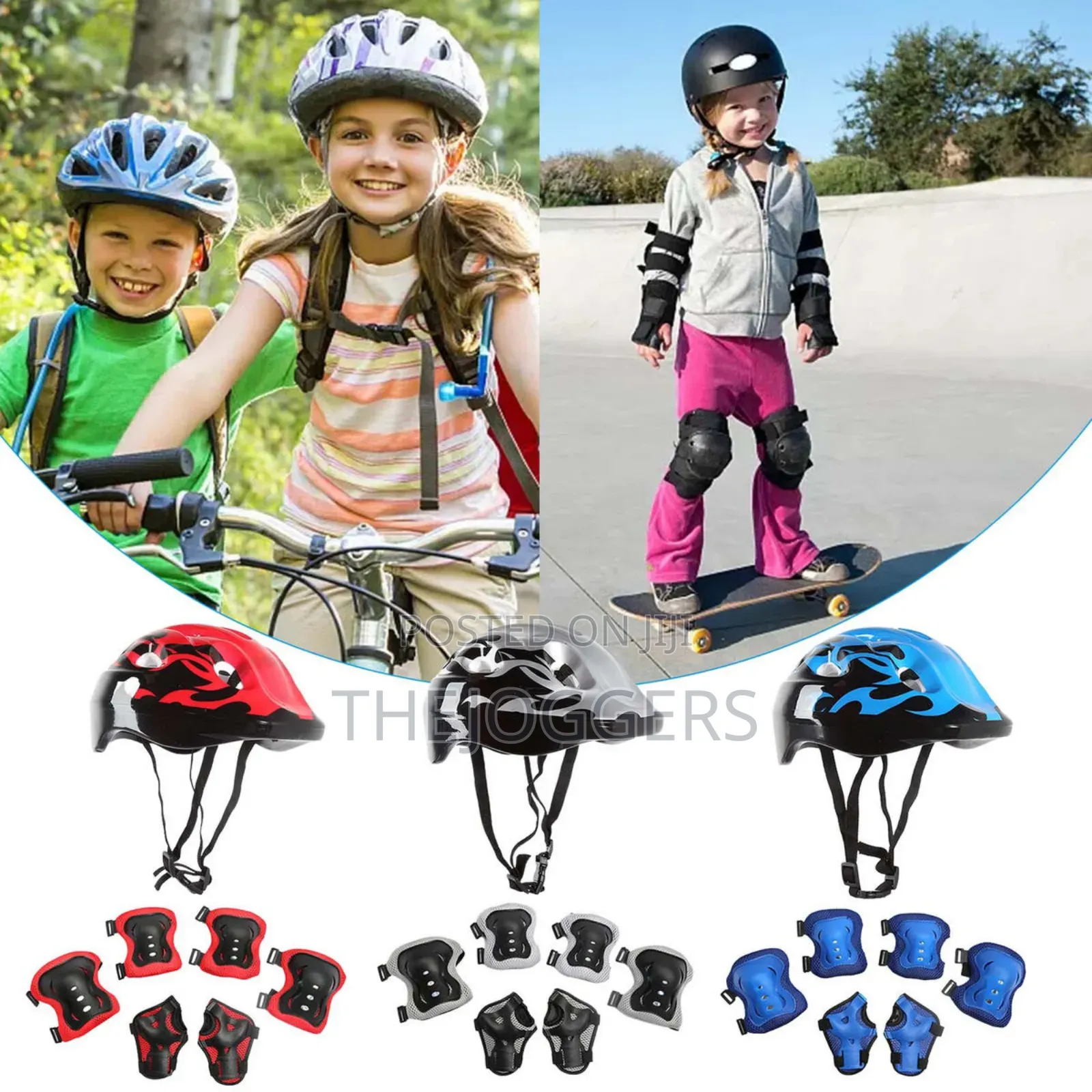 7pcs Set Children's Protective Gear Safety Helmet Knee Elbow