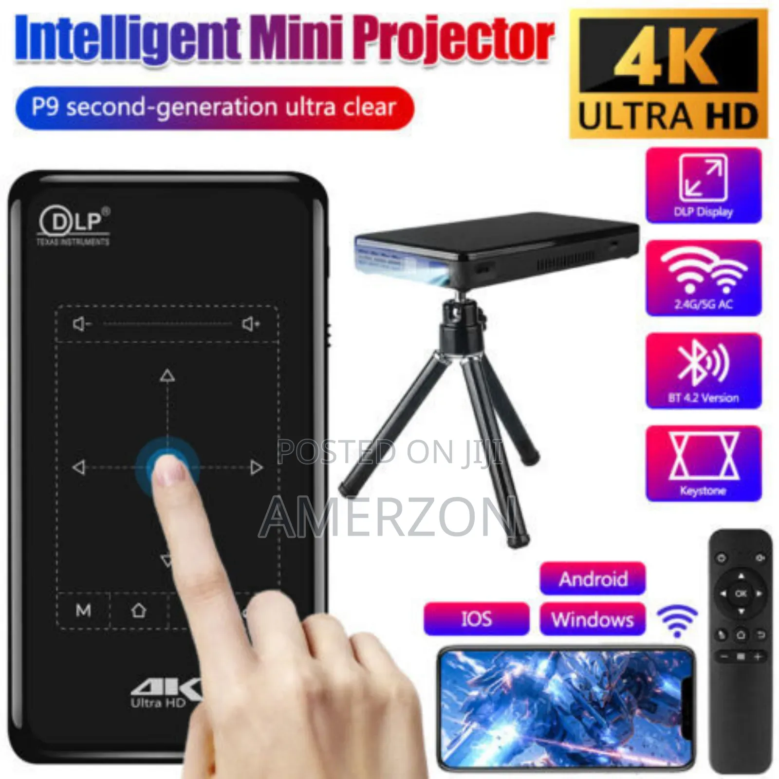 Portable Mini Smart Projector With Ultra Hd,