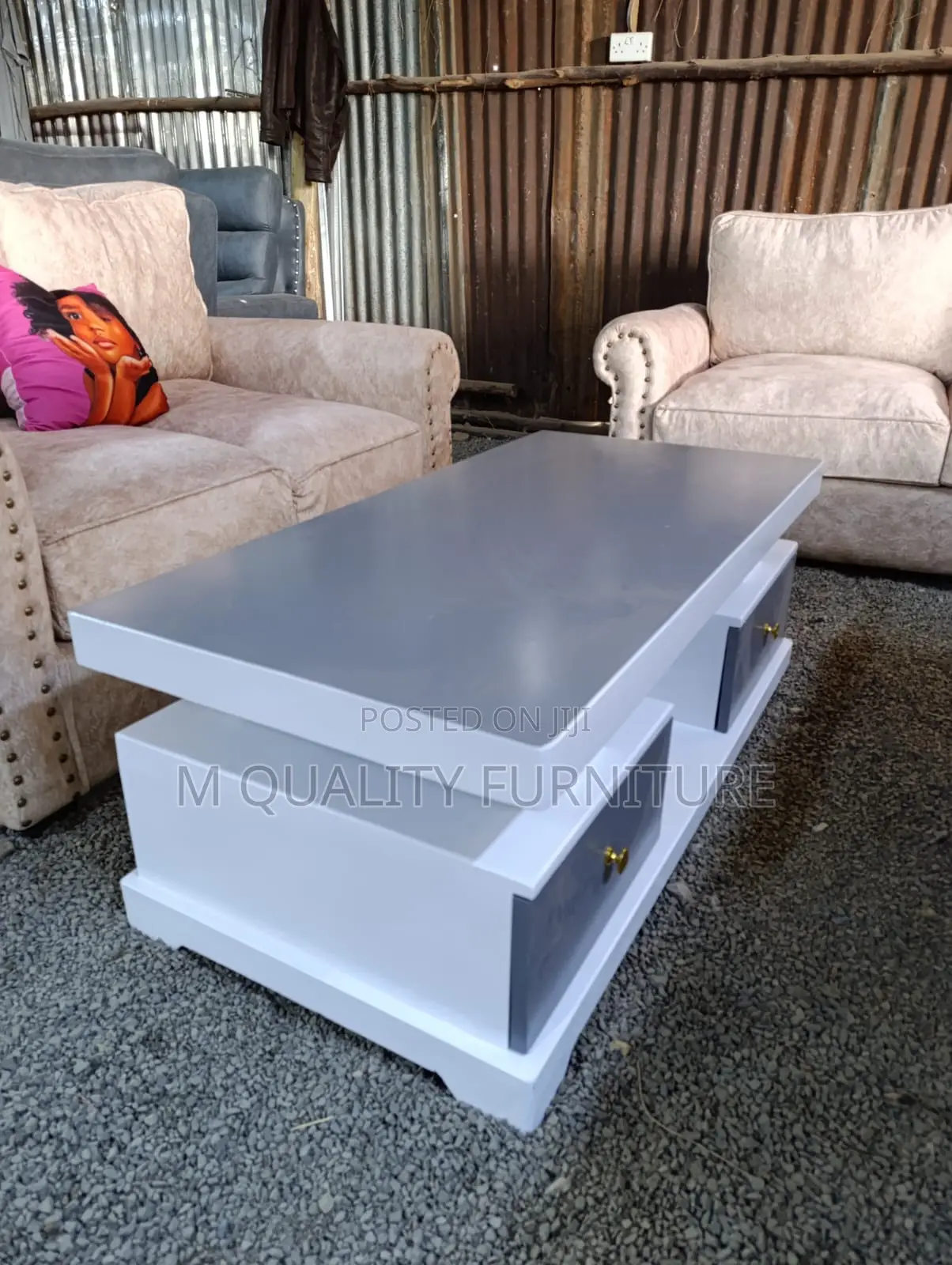 Gray Top Tabled Coffee Table