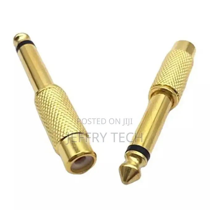 2pc Plated 6.35mm 1/4" Male Mono Plug to Rca Female Jack Aud