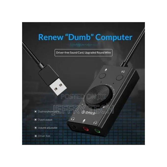 Orico Portable Usb External Sound Card With 3.5mm Audio Inte