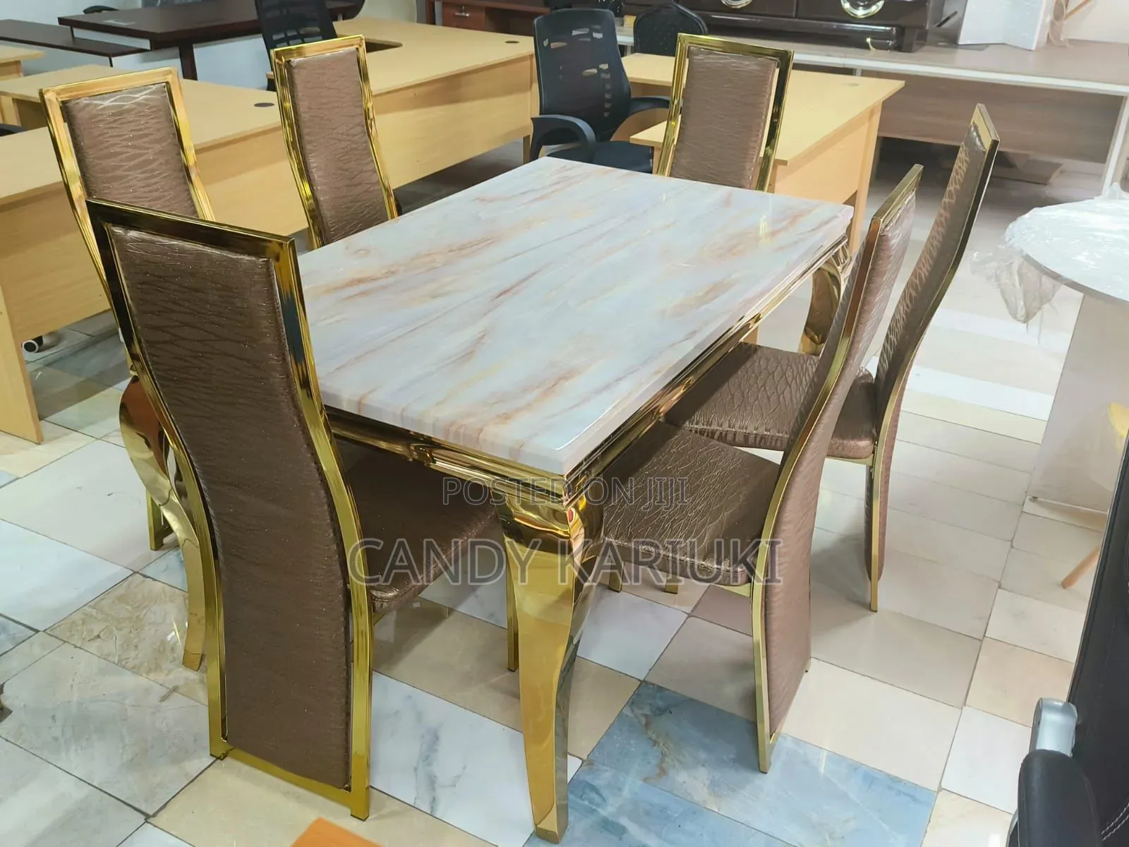 Modern 6 Seater Executive Marble Dining Set