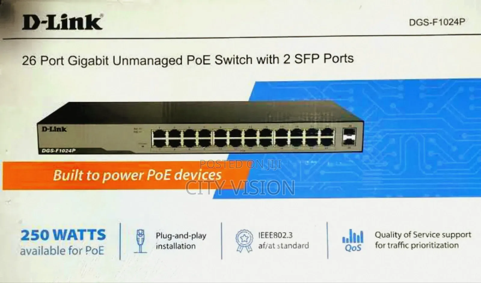D-Link 24p Gigabit Switch Unmanaged Poe and 2 SFP Uplink