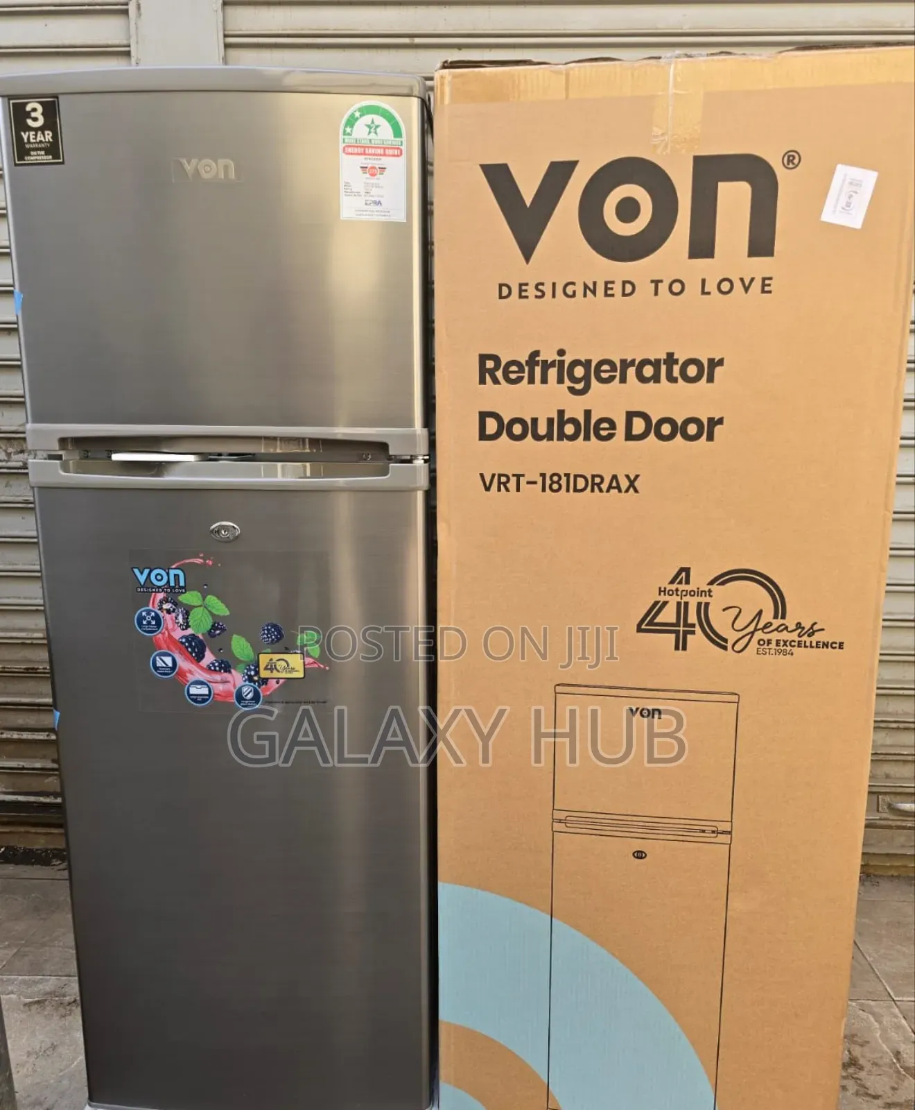 Von VRT-181drax Double Door Fridge 181 Liters Refrigerator