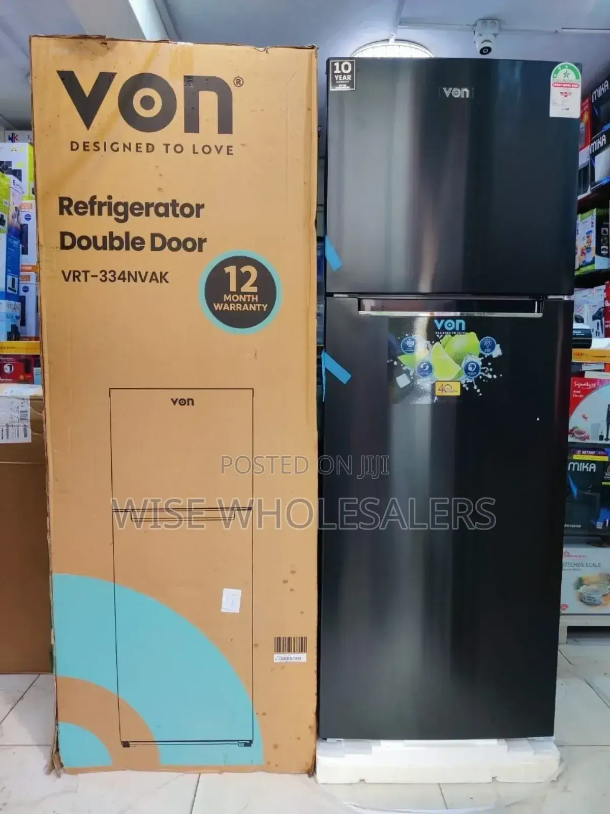 *Von Fridge Double Door 334litres No Frost