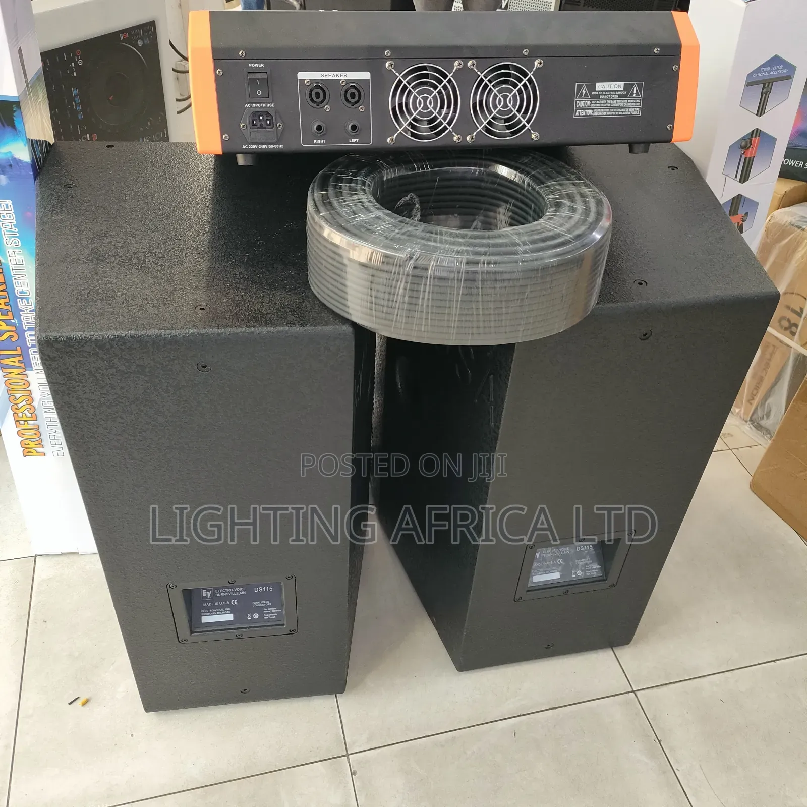 12 Channels Powered Mixer + (2) Ev 15" Mid Speakers Stand