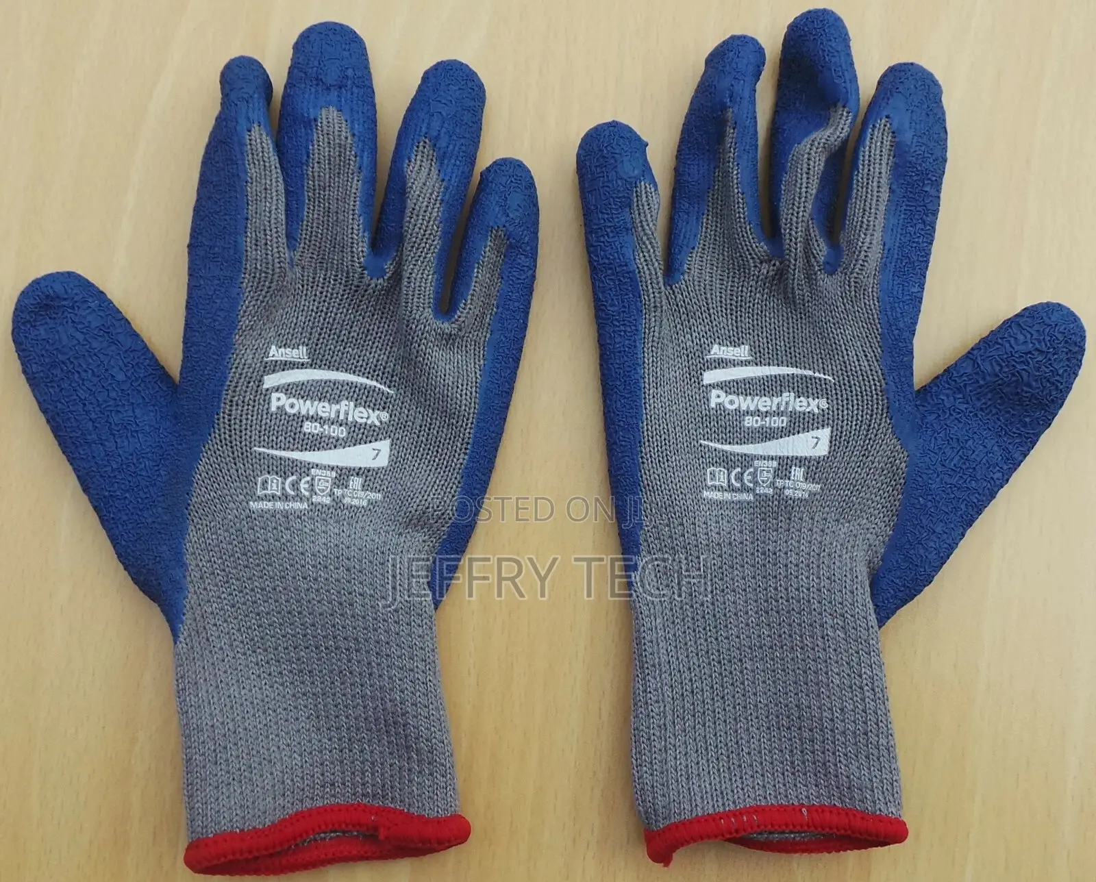 Ansell 80-100 Powerflex Palm-side Coated Grey/Blue Gloves