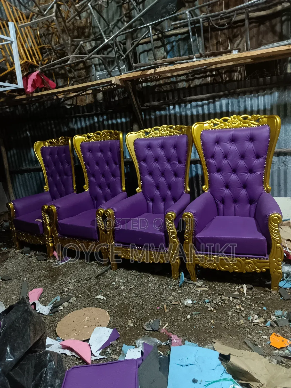 King Chair, Queen Chair, or Pedicure Seat, Gold N Purple
