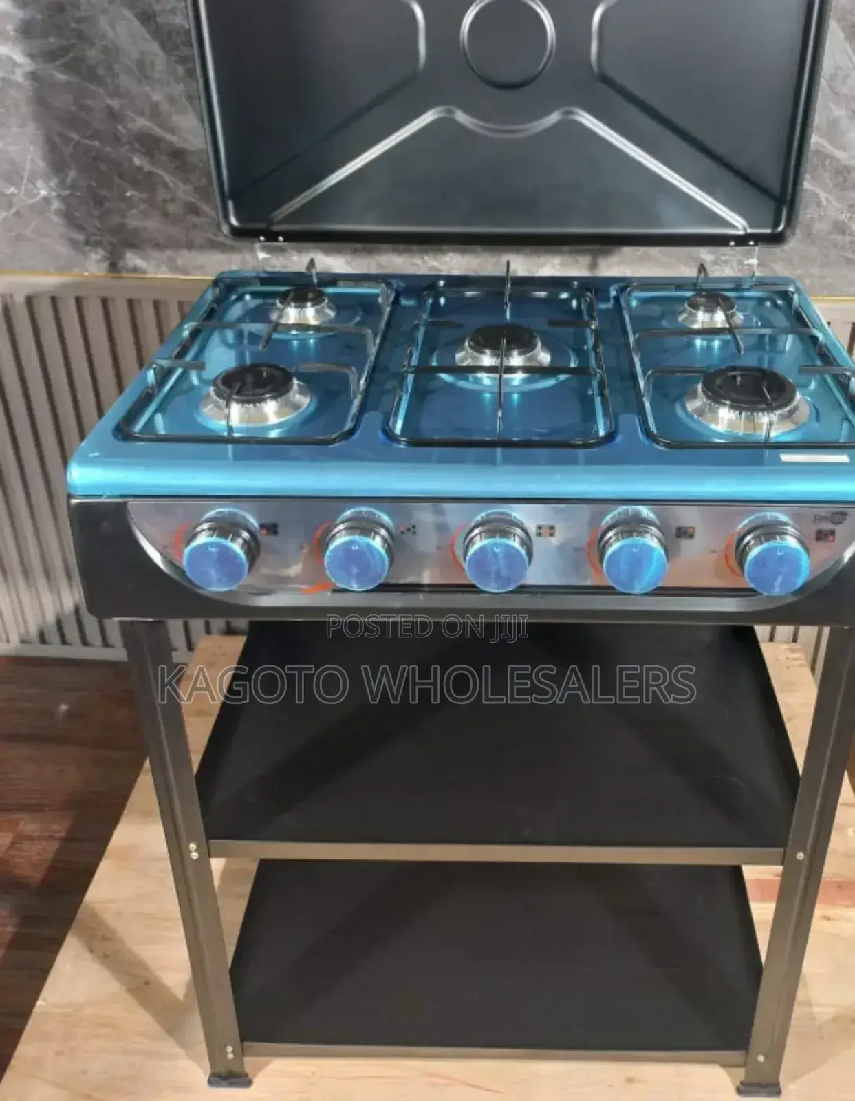 Starlux 5 Burner Free Standing Cooker With Shelves Sr5
