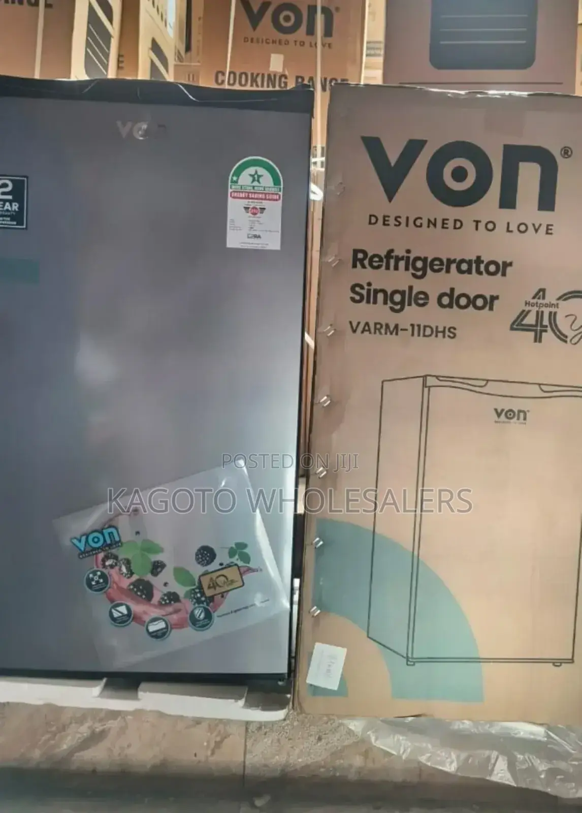 Von 90 Litres Single Door Refrigerator Grey VRT-90l/DDF