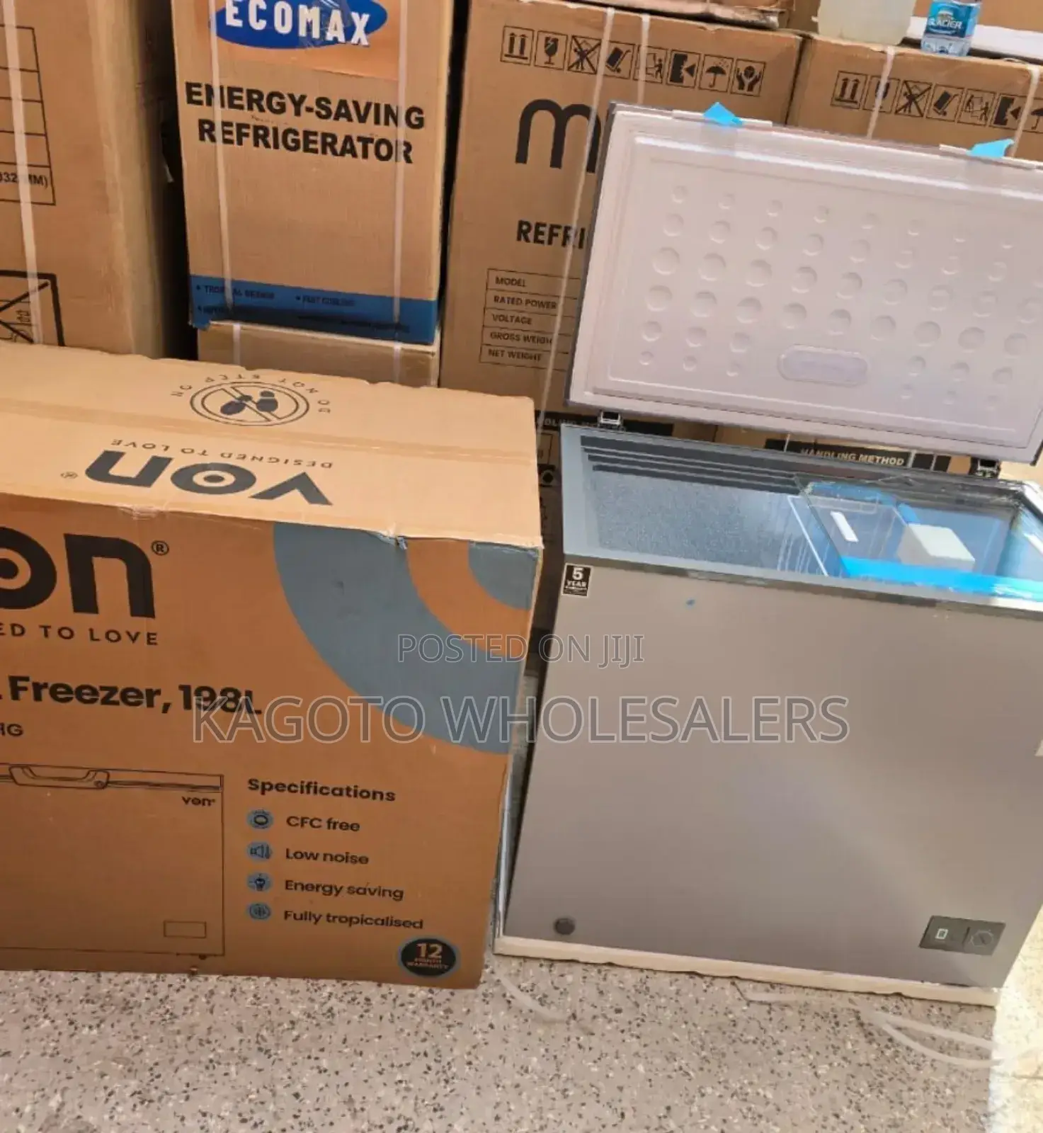 Von 198l Chest Deep Freezer Silver Colour VRT/198-DFR/S