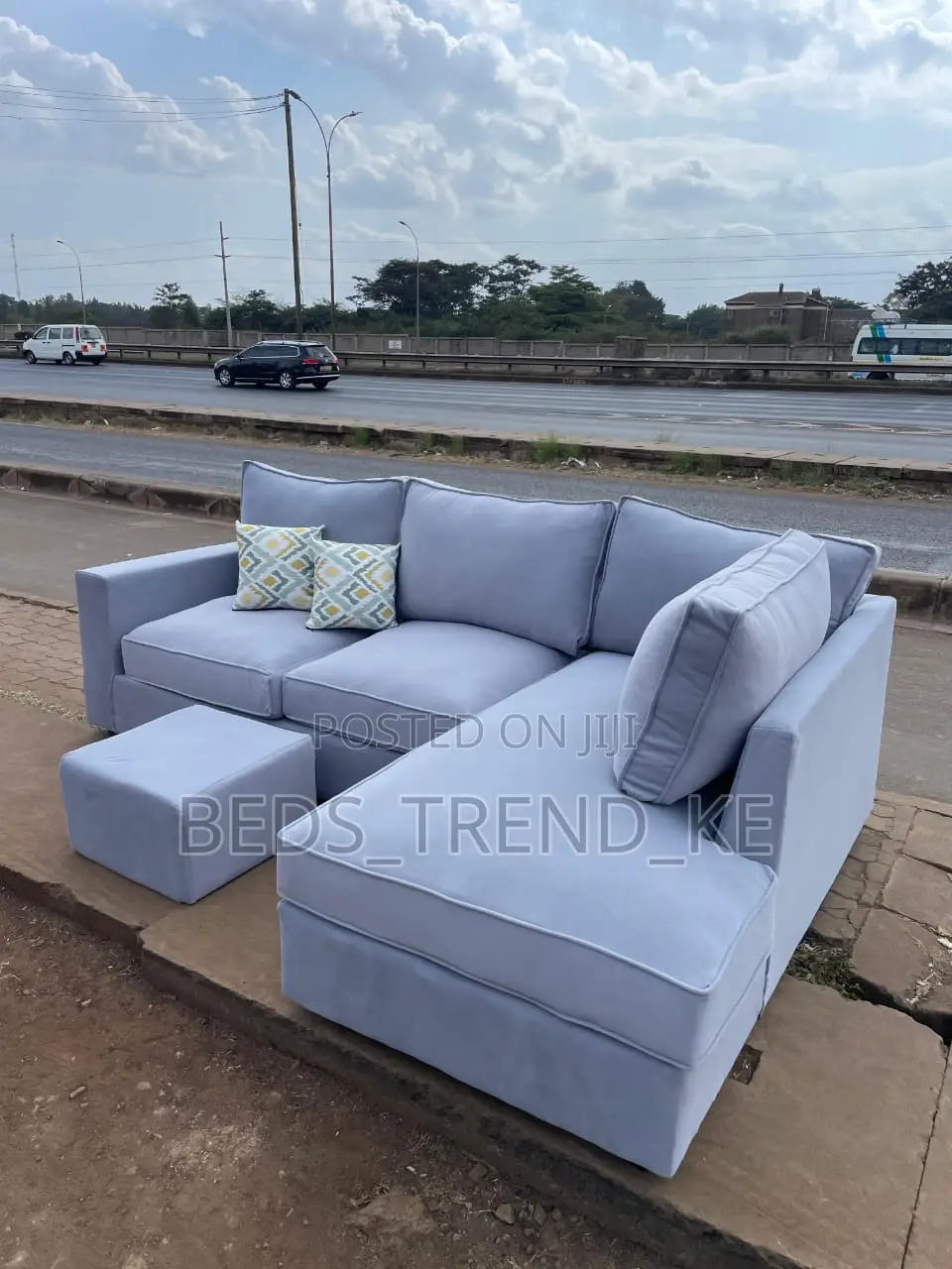 Timeless 6 Seater L-Shaped Sofa With a Puff