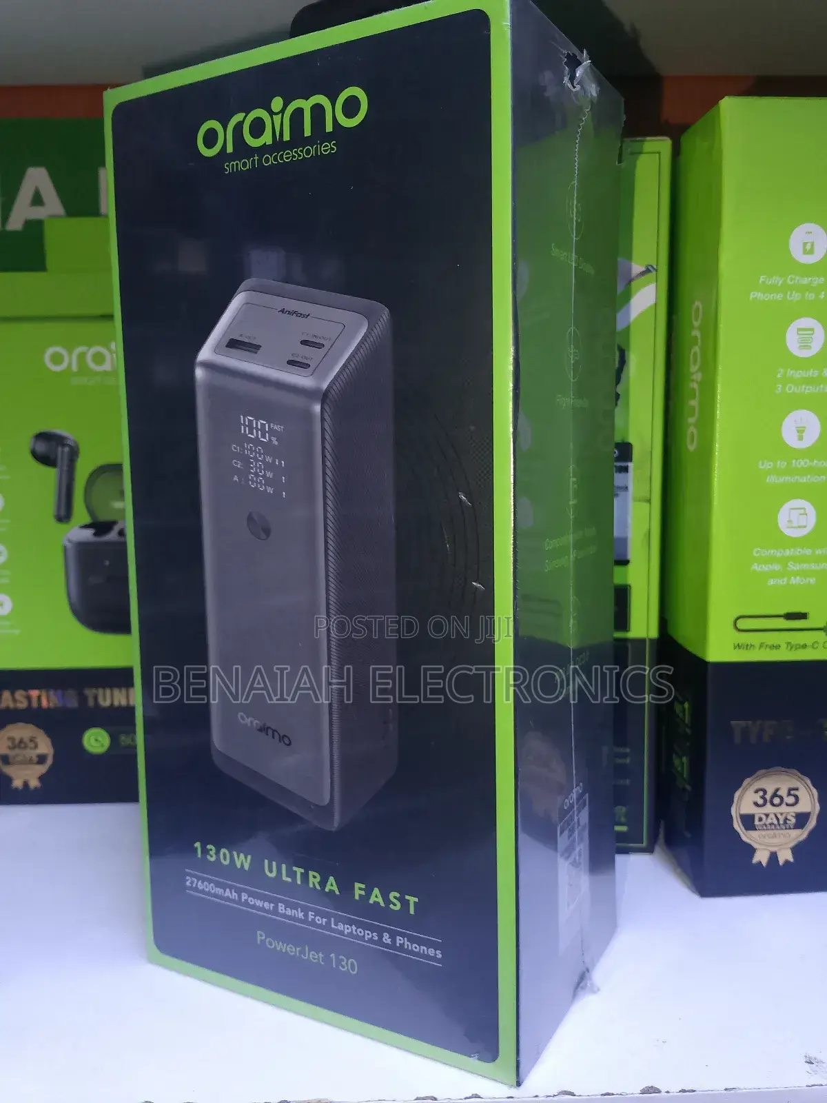 Oraimo Laptop Powerbank, Ultra Fast 27600mah,130volts 5ports