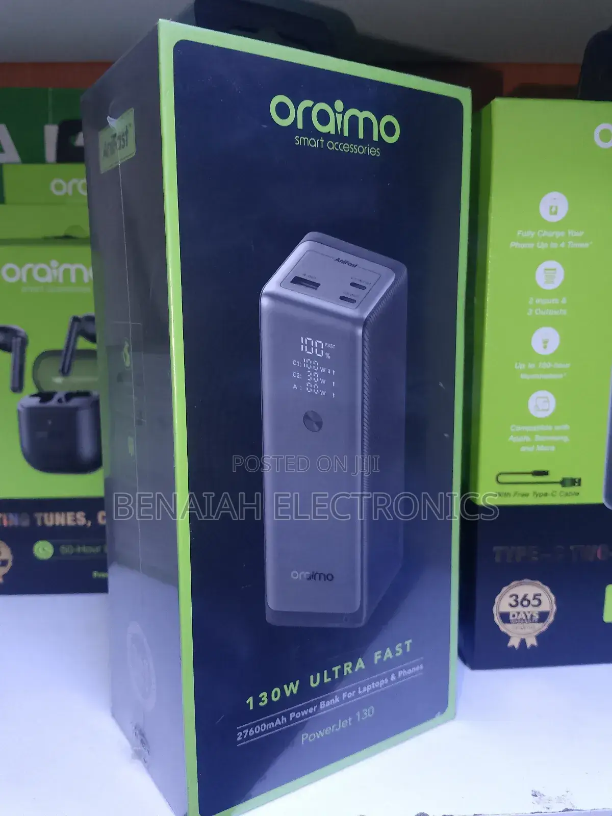 Oraimo Laptop Powerbank, Ultra Fast 27600mah,130volts 5ports