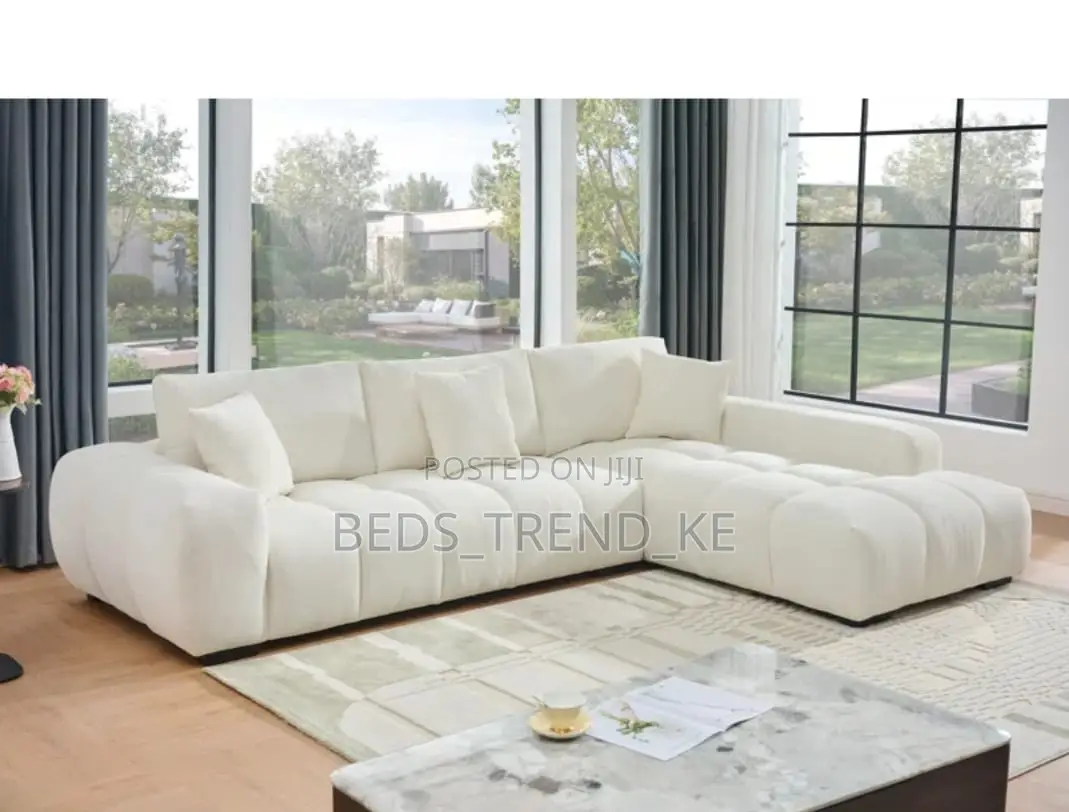 White Cozy 6 Seater Bubble L Seat Sofa