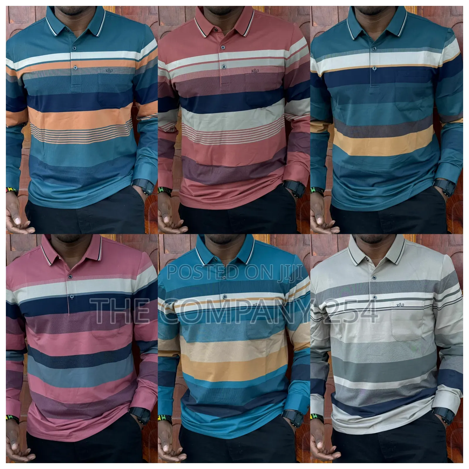 Quality Cotton Checked Longsleeved Collar Men Casual Tshirts