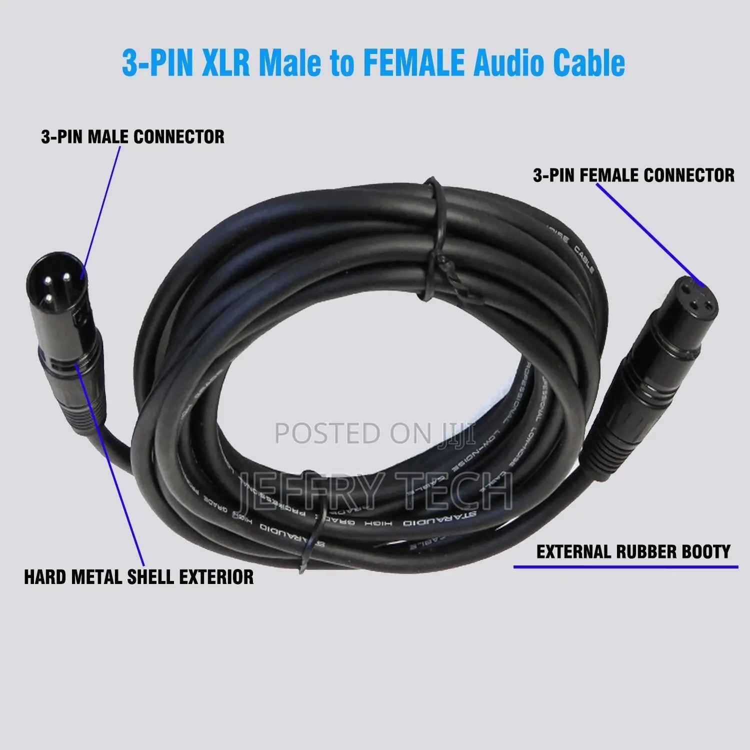 3-Pin Audio Mixing Dj Male Cable to Female XLR Stereo 5 MTR