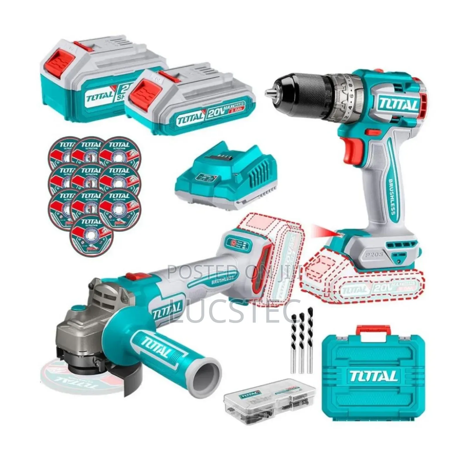 Total Cordless 2 Pcs Brushless Combo Kit