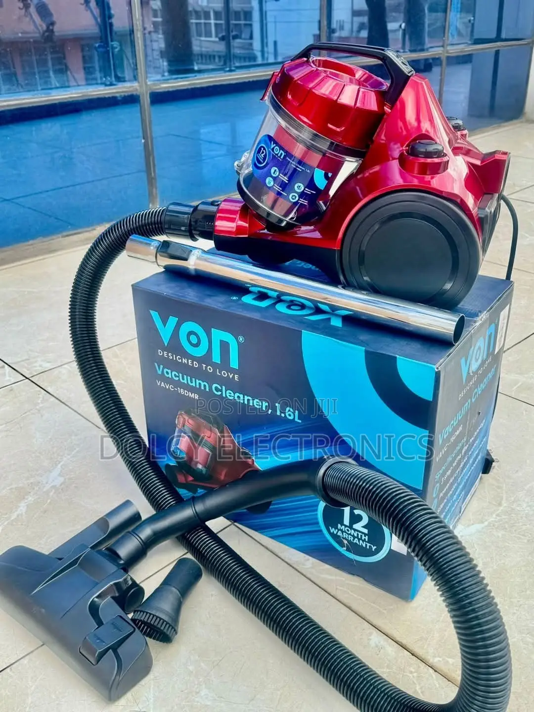 Von Vavc-16dmr Dry Bagless Vacuum Cleaner, 1.6l - Red