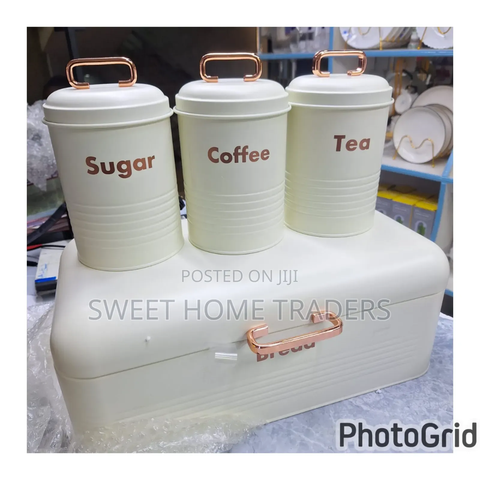 White Bread Bin With 3 Canister