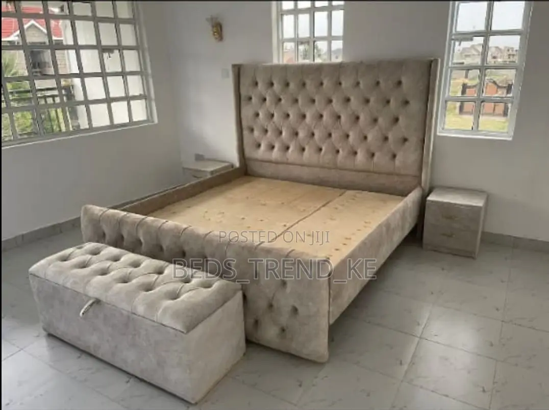 5 by 6 Chester Bed + Side Drawers + Ottoman