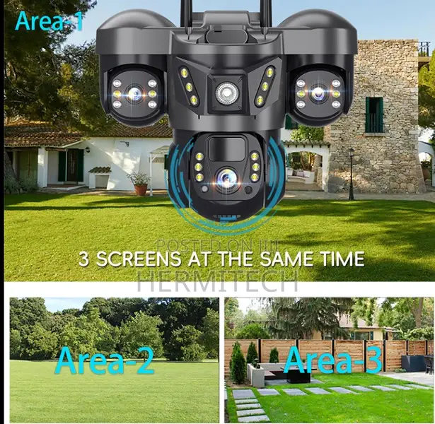 V380pro Triple Lens Solar Powered 4g Lte Security Camera
