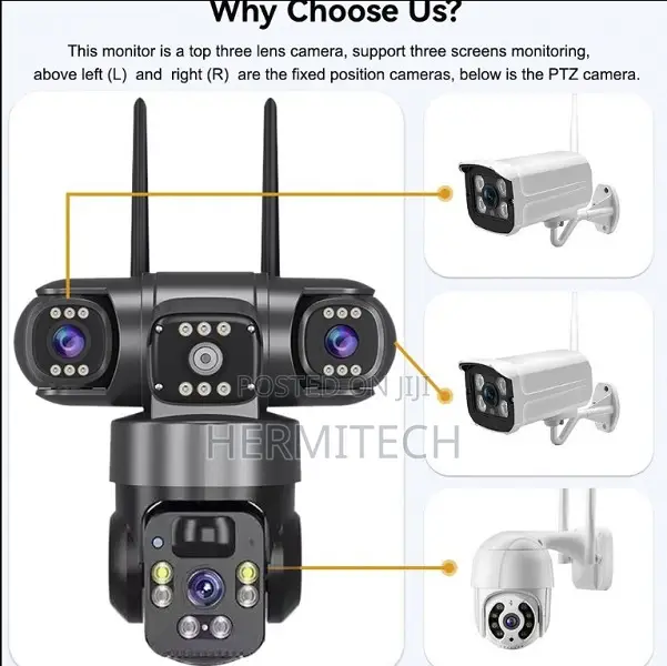 3 Lens 9mp Solar CCTV Outdoor Ip66 Waterproof Full Color