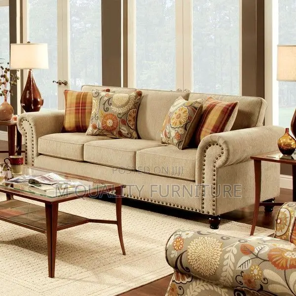 Cream 3 Seater Modern Sofa