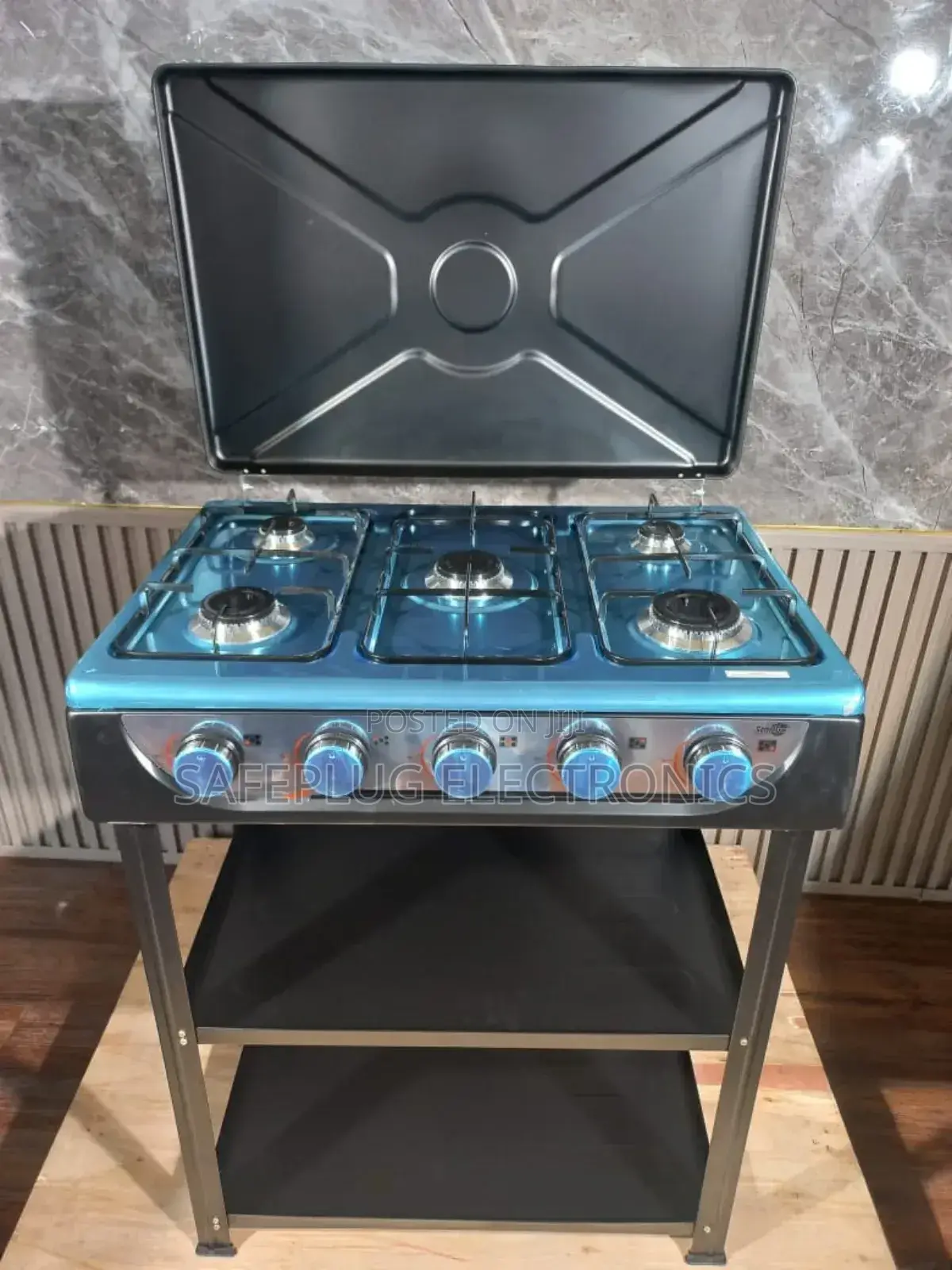 Starlux 5 Burner Standing Cooker With Shelves, Stainless
