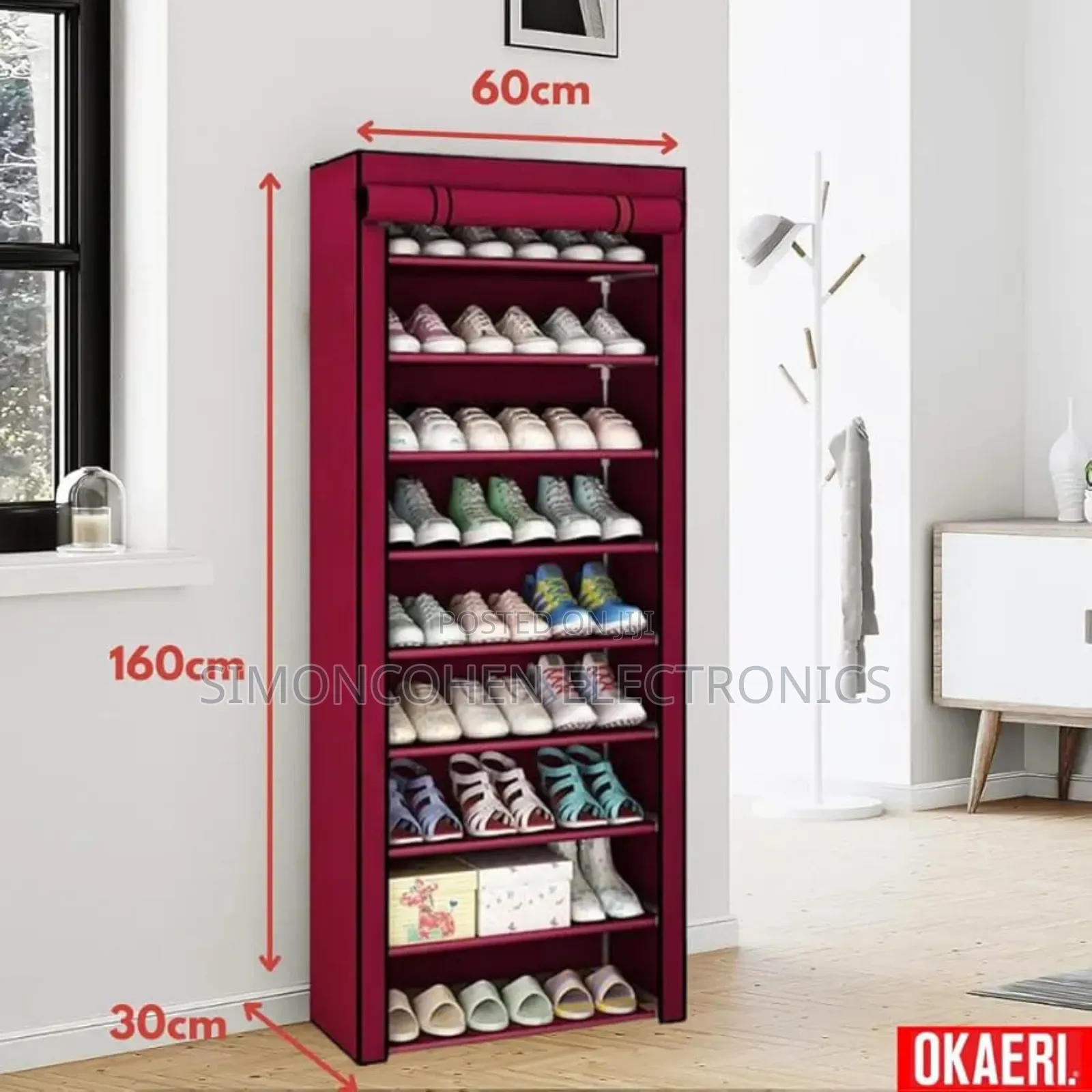 Single Column 9 Layer Shoe Rack