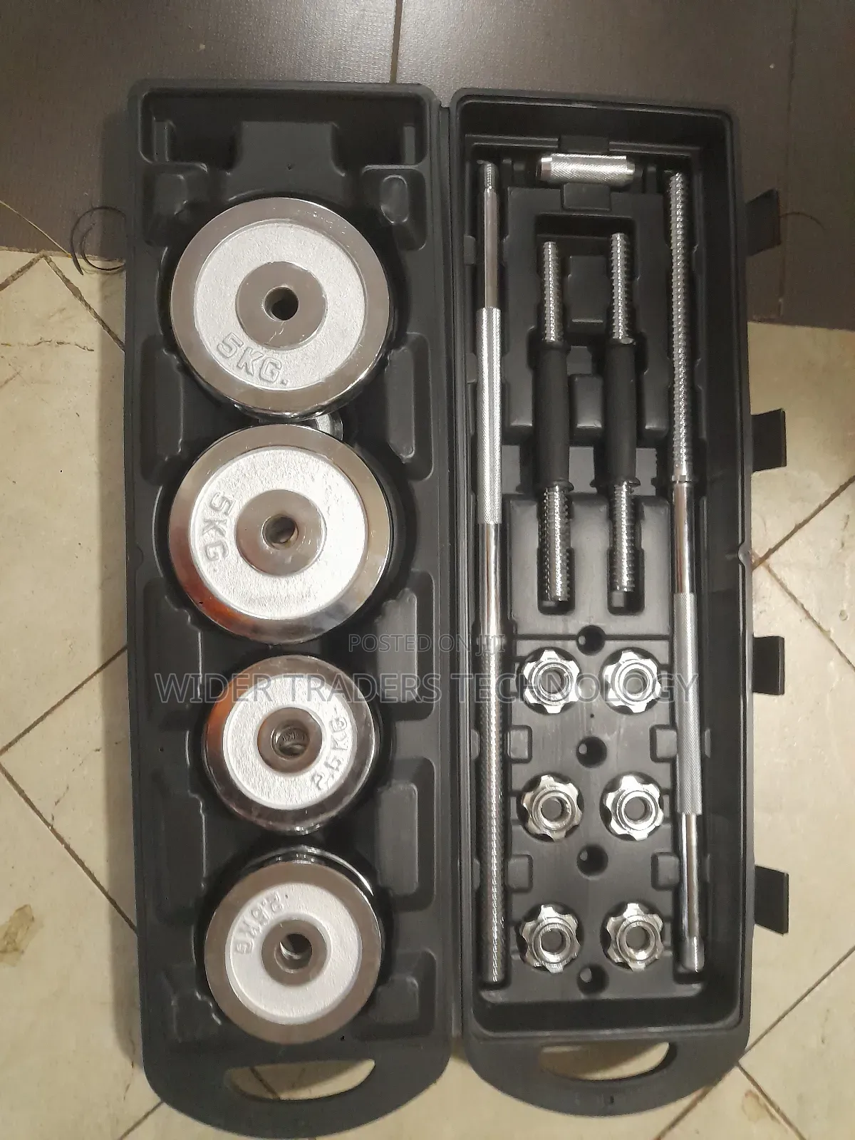 Adjustable 50kgs Dumbbell to Barbell Set With Carry Case