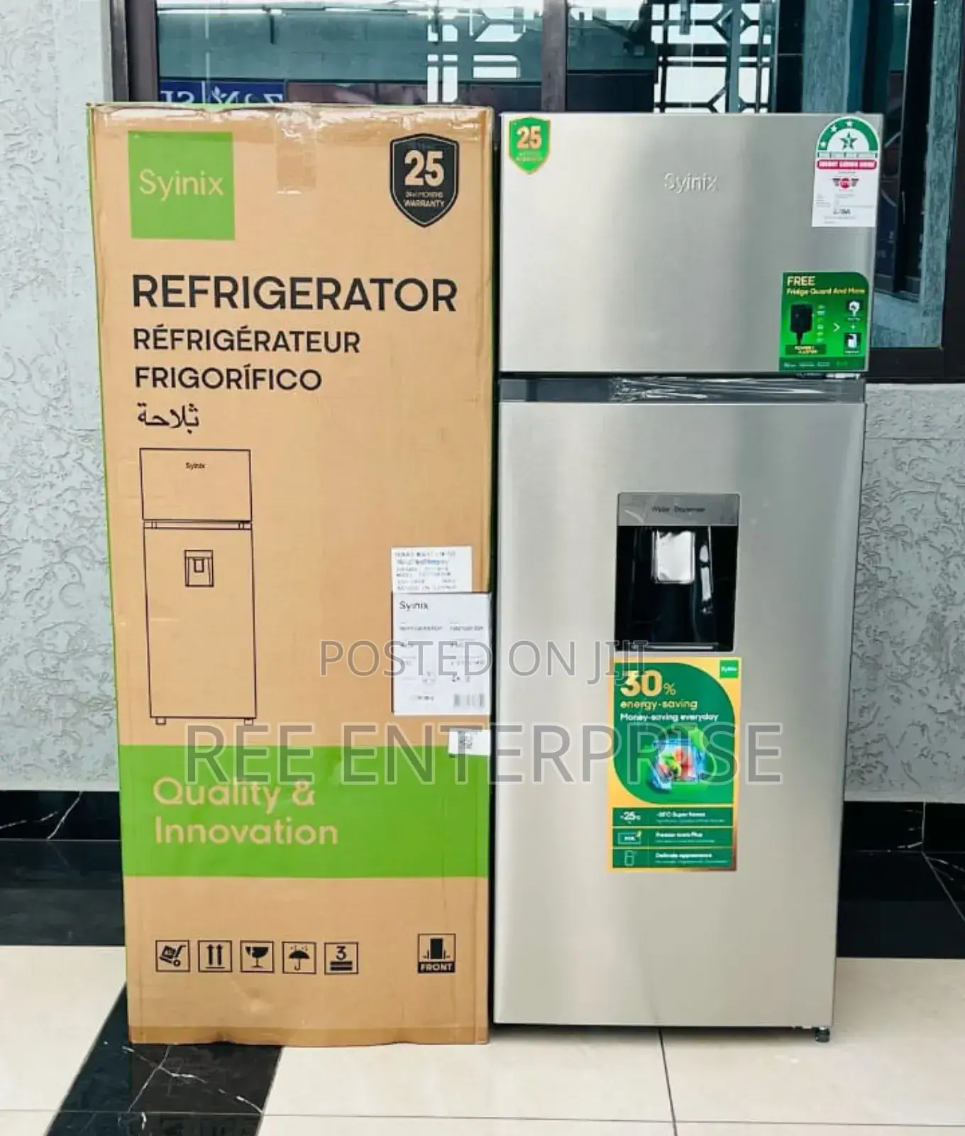 Synix Fridge With Water Dispenser 210 Litre Double Door
