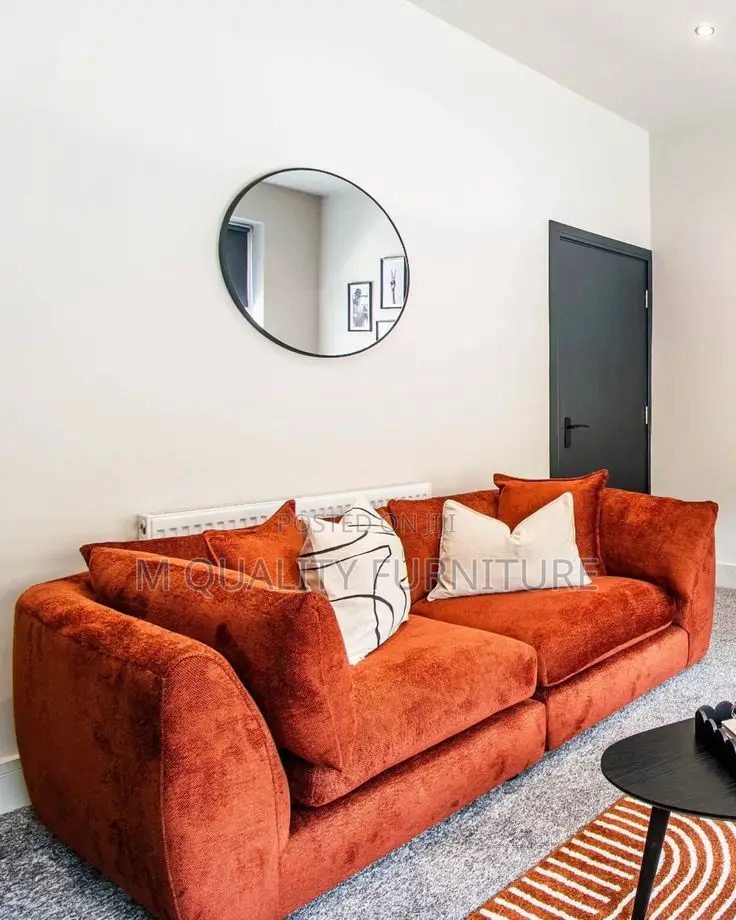 Orange 3 Seater Modern Velvet Sofa
